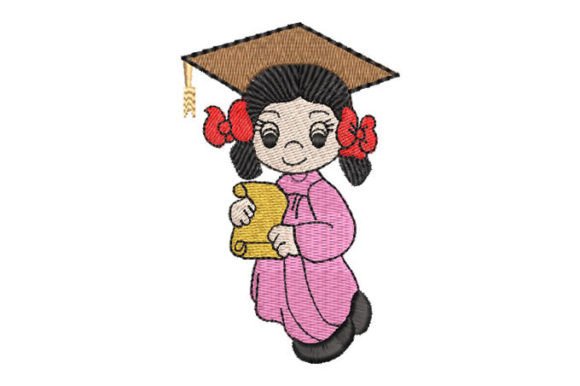 Girl with Graduation Cap with Diploma: Seasonal Embroidery Review