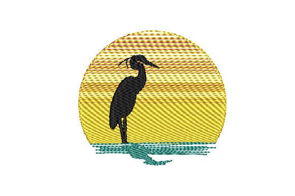 Heron Sunset: Embroidery Design Review for Boutique Apparel